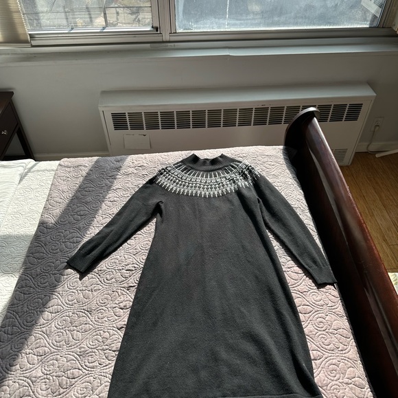 Talbots Fair Isle Black Mock Neck Sweater Dress - Picture 2 of 8